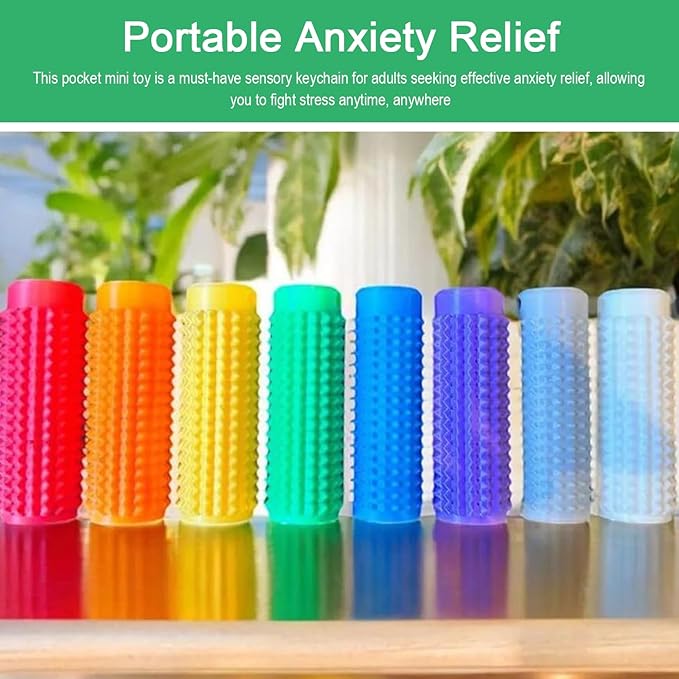 4PCS Little Ouchies Pain Fidget, Pocket Mini Fidget Toy for Adults, Pain Stim Fidget, 3D Printed Venting Key Pendant, Spiky Grippie Stim Keychain ，Novelty Gifts for Friends