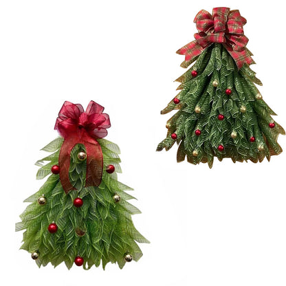 HOT Christmas Tree Wreath Door Wreath, Bow Christmas Wreath Decoration with Lights