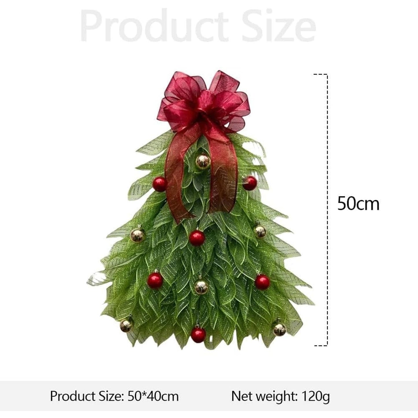 HOT Christmas Tree Wreath Door Wreath, Bow Christmas Wreath Decoration with Lights