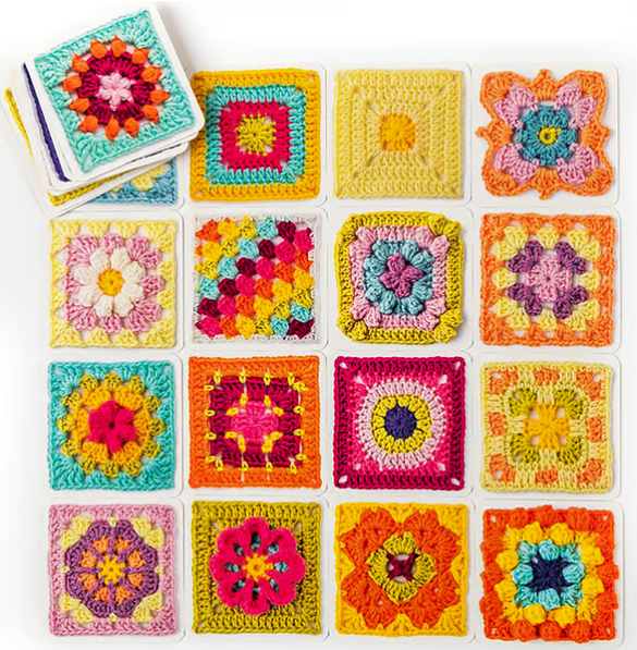 Knitting for Beginners The Granny Square Card Deck DIY Granny Knitting 50 Pattern Set