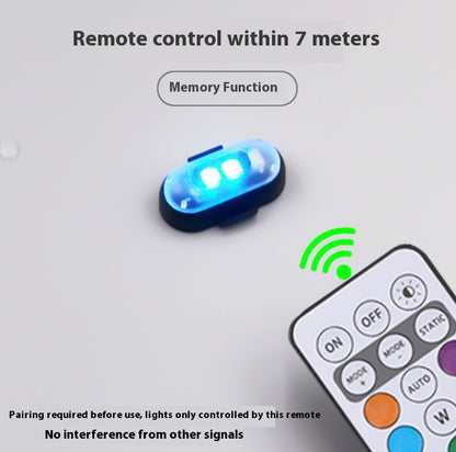Wireless remote control light for cars and motorcycles with colorful flashing warning lights