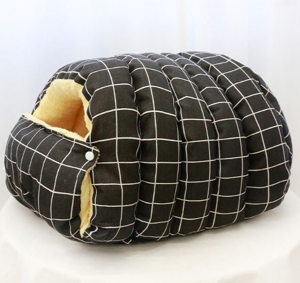 Pet bed, detachable and washable enclosed cat milk-kneeling plush warm sleeping bag