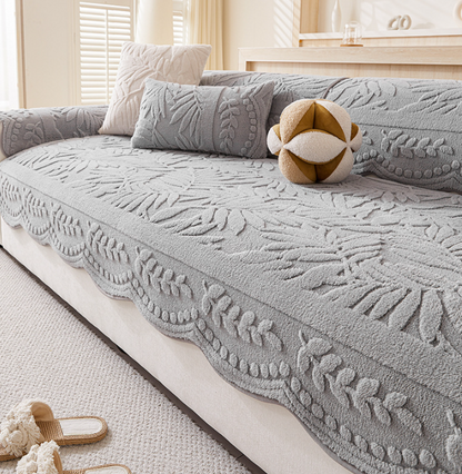 French cream style cotton velvet sofa cushion 2025 new one-piece autumn and winter thick non-slip sofa cover