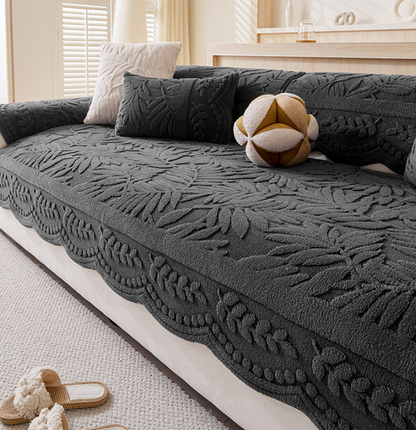 French cream style cotton velvet sofa cushion 2025 new one-piece autumn and winter thick non-slip sofa cover