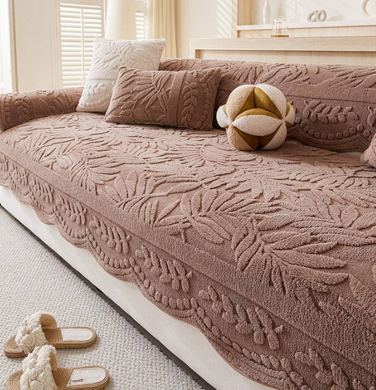 French cream style cotton velvet sofa cushion 2025 new one-piece autumn and winter thick non-slip sofa cover