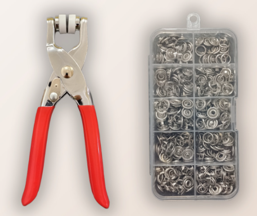 Five-prong snap fastener installation kit, no-seam snap fastener, hand-press pliers, snap fastener