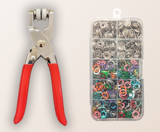 Five-prong snap fastener installation kit, no-seam snap fastener, hand-press pliers, snap fastener