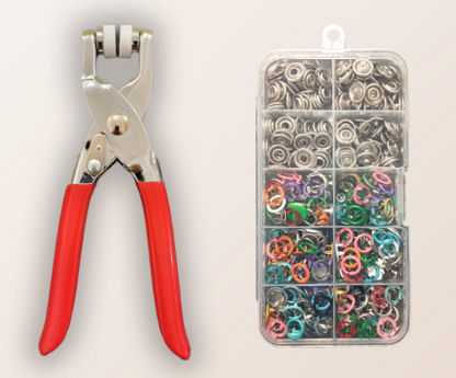 Five-prong snap fastener installation kit, no-seam snap fastener, hand-press pliers, snap fastener