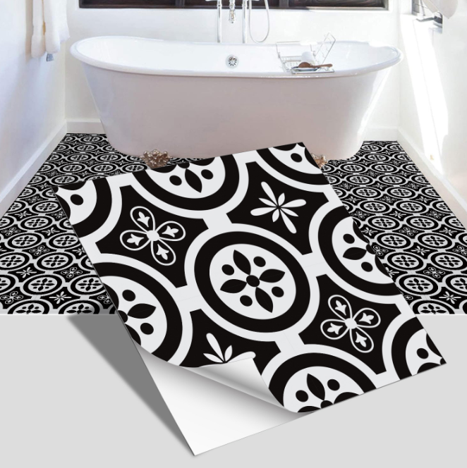 European style ceramic tile flooring, bathroom and bedroom floor decoration, thickened frosted wall stickers, waterproof and self-adhesive.