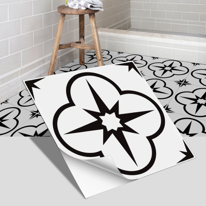 European style ceramic tile flooring, bathroom and bedroom floor decoration, thickened frosted wall stickers, waterproof and self-adhesive.