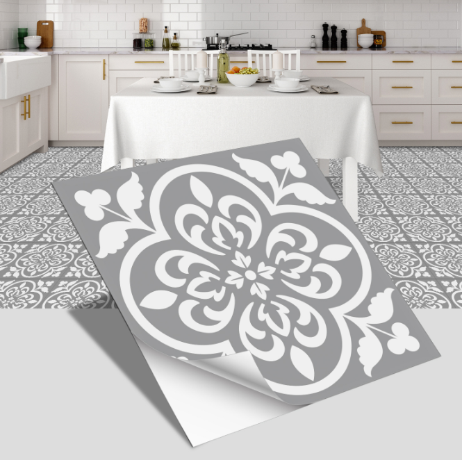 European style ceramic tile flooring, bathroom and bedroom floor decoration, thickened frosted wall stickers, waterproof and self-adhesive.