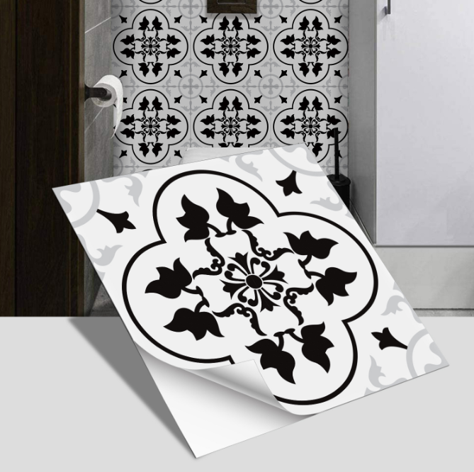 European style ceramic tile flooring, bathroom and bedroom floor decoration, thickened frosted wall stickers, waterproof and self-adhesive.