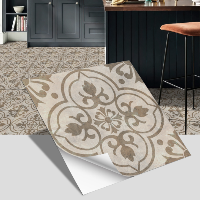 European style ceramic tile flooring, bathroom and bedroom floor decoration, thickened frosted wall stickers, waterproof and self-adhesive.