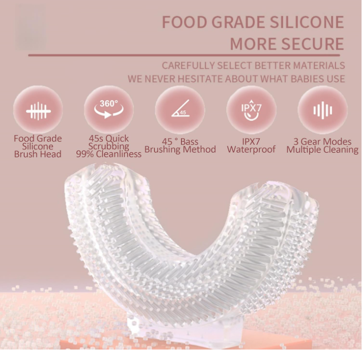 U-shaped electric toothbrush for children aged 2-6-12 years old: a brushing tool to make brushing fun and cultivate children's brushing habits.