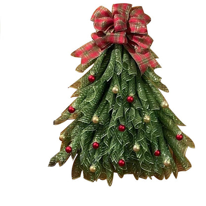 HOT Christmas Tree Wreath Door Wreath, Bow Christmas Wreath Decoration with Lights