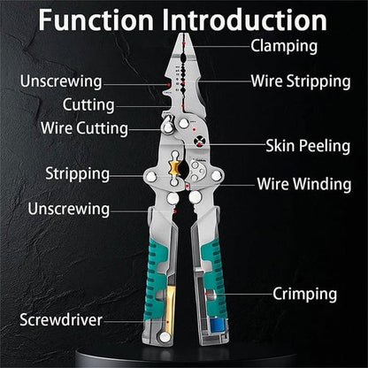 💥Thickened multi-functional needle-nose pliers with voltage tester, wire stripper, electrician's special