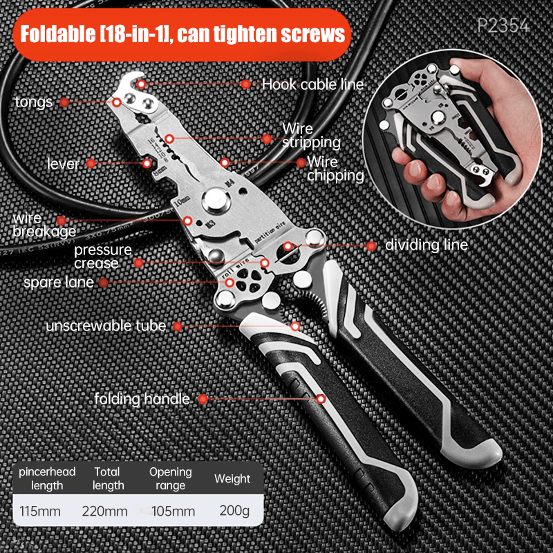 💜2025 New Upgrade💥Multifunctional Folding Wire Stripper-Professional Electrician Tool